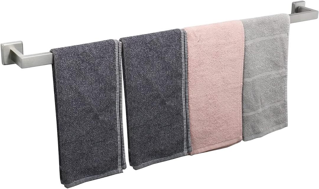 TocTen Bath Towel Rack - Square Base Thicken SUS304 Stainless Steel Towel Bar for Bathroom, Bathroom Accessories Towel Rod Heavy Duty Wall Mounted Towel Holder. (Brushed Nickel, 36)