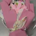 Giegxin 2026 Graduation Bear Flower Bouquet Set Pink Crochet Graduation Bouquet Gift Knitted Rose Flower Mini Plush Bear Greeting Card Gift Bag for Teacher Appreciation Grad Party Favors Supplies