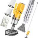16V Cordless Handheld Pool Vacuum with 3-Stage 3D Micro-Filtration | 45W 26kPa Hyper Suction, 2 Filters, 3D Fiber Balls, XL Canister, 7ft Pole & 2 Heads, for Inground & Above Ground Pools, Spas