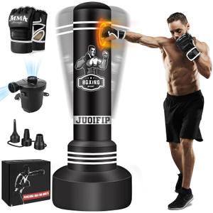 Freestanding Punching Bag for Adults, 70'' Boxing Bag with Stand Kicking Bag Heavy Bag with Boxing Gloves and Electric Air Pump, Women Men Kickboxing Bags for Beginners Training MMA Muay Thai Fitness