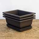 Bonsai Outlet Training Pots with Humidity Trays - Built in Mesh, Six Inch Large Planters + Made from Durable Shatter Proof Poly-Resin, Set of 3 Pot Set