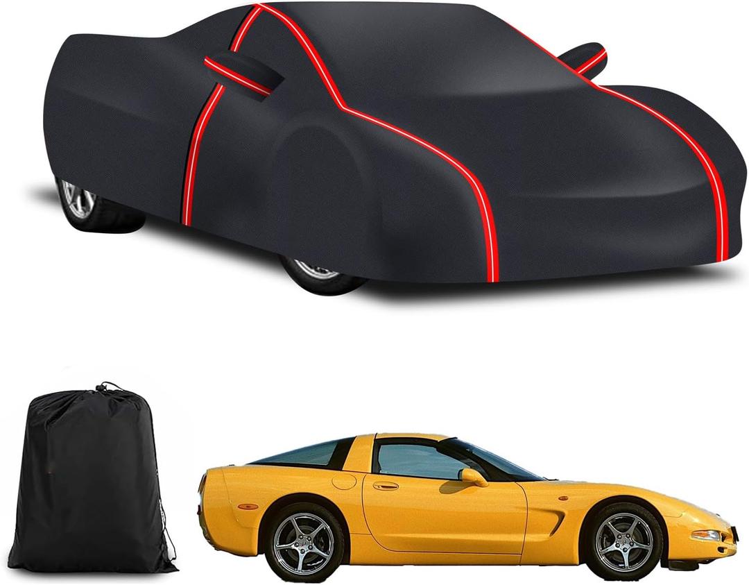 Waterproof Outdoor Car Cover Compatible with Corvette C5 19972004 All Weather 210T Polyester with Zipper and Storage Bag Snow Rain Dustproof Sun UV Protection (Fit for Corvette C5)