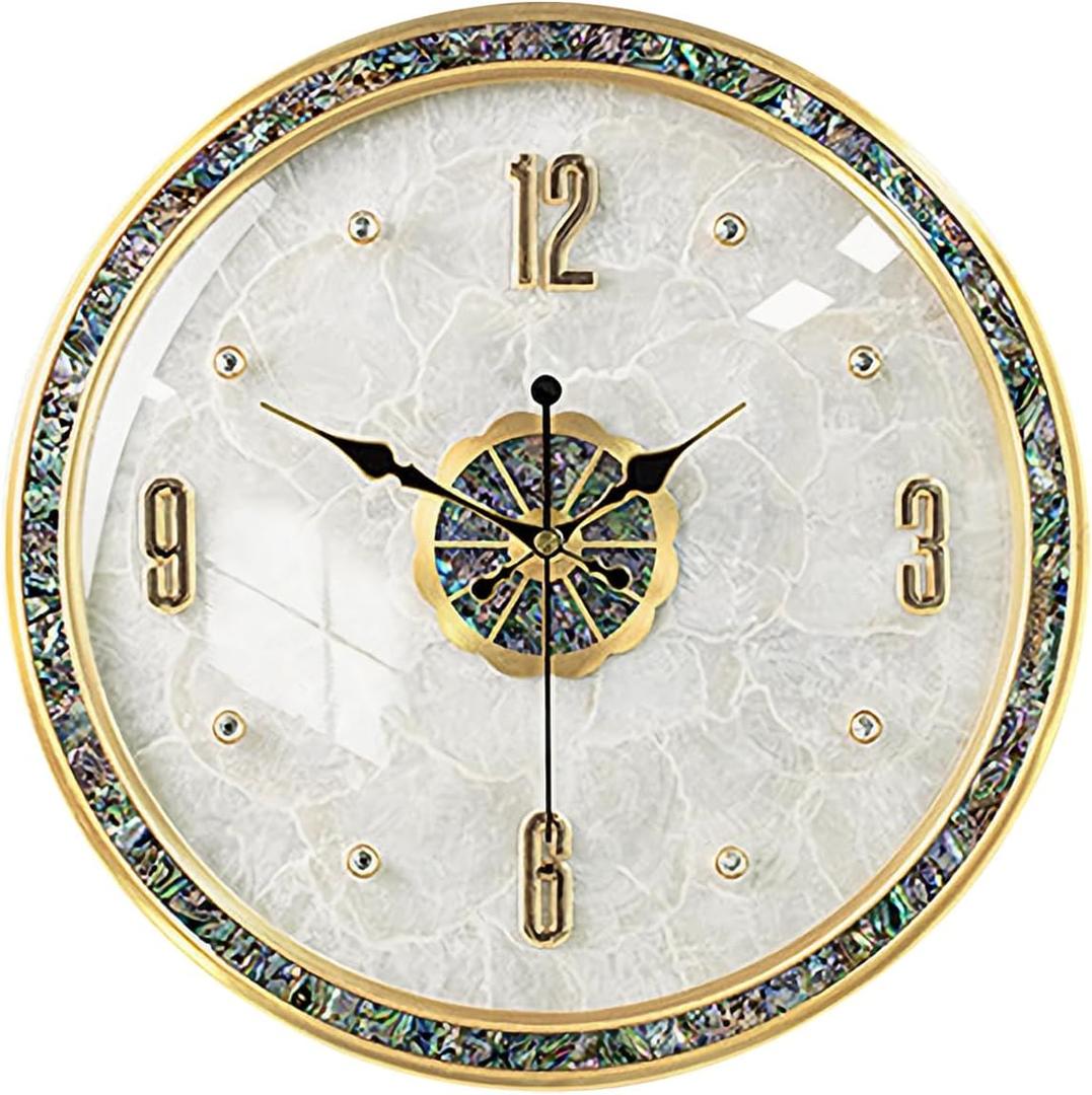 Ergocar Natural Shell Wall Clock, Creative Silent and Tick-Free Wall Clock, Suitable for Decorating Living Rooms, Entrance Halls, Bedrooms, and Conference Rooms, 15.74