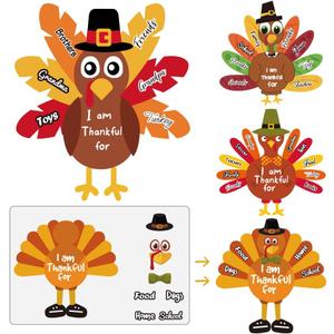 Thanksgiving Crafts for Kids, Make-a-Turkey Crafts Stickers for Kids, Thanksgiving Games Activities Gifts Party Favors - 36 Sheets (9.8" * 7.5" (36 Sheets))
