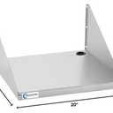 Stainless Steel Microwave Shelf, 15"x20" 180 lb Heavy Duty Metal Appliance Wall Mount Floating Shelving, Commercial Microwave Rack for Kitchen, Restaurant and Hotel