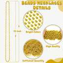 Huskein 120Pcs Gold Mardi Gras Beads Necklaces, 33 Inch Oval Beads Necklaces Gold Accessories, Christmas New Years Eve Party Favors, Mardi Gras Favors New Years Supplies Christmas Decorations