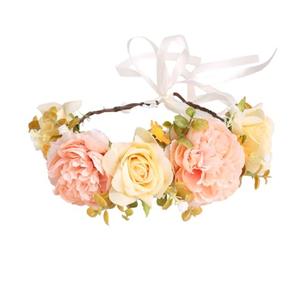 Vivivalue Fairy Floral Crown Flower Headband Woodland Elf Headpiece Forest Elven Circlet for Women Halloween Renaissance Wedding Bridal Cosplay Prom Photo Props Cream Yellow