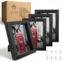 5x7 Shadow Box Picture Frames Set of 4, Black Shadow Box Frame with Linen Board, Wood Display Case with Plexiglass Cover, Ideal for Memorabilia Photos Flowers Medals