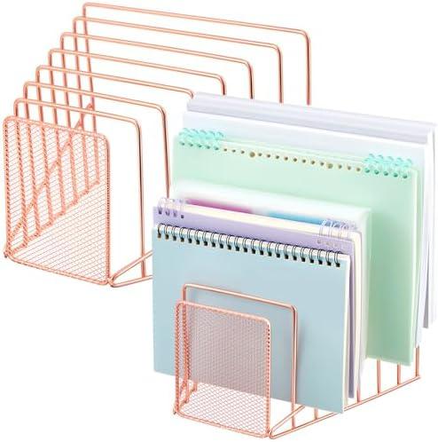 Chivertion 2 Pcs 7 Slot Incline File Sorter Metal Wire Mesh File Racks for Desktop Letter Sorter for Magazine Folder Book Organizer Home Office School Paper Mail Desk Storage Holder (Rose Gold) Chivertion 2 Pcs 7 Slot Incline File Sorter Metal Wire Mesh File Racks for Desktop Letter Sorter for Magazine Folder Book Organizer Home Office School Paper Mail Desk Storage Holder (Rose Gold)