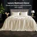 BEDELITE King Size Sheets Set, Luxury Soft Beige Satin Sheets for Hair and Skin, Similar to Silk Bed Sheets Set 4 Pieces with 1 Deep Pocket Fitted Sheet, 1 Flat Sheet, and 2 Pillowcases
