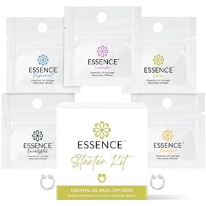 Essence Nasal Diffuser Starter Kit – Essential Oil Silicone Nose Ring Inhalers for Beginners – Wearable Aromatherapy Bundle for Relaxation, Energy & Breathing Support