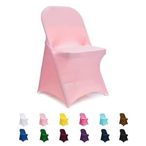 Jieqier Folding Chair Covers - Spandex Slipcovers, 10 PCS Light Pink, Universal for Banquet, Wedding Events