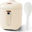 CHACEEF Mini Rice Cooker 2 Cups Uncooked, 1.2L Rice Cooker Small, Portable Non-Stick Small Travel Rice Maker, BPA Free, Smart Control Multifunction Cooker with 24 Hours Timer Delay & Keep Warm Function, Beige