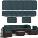 14 Piece Outdoor Cushion Covers - Patio Furniture Replacement (Dull Grey, 23.6 x 23.6 x 4.33in)
