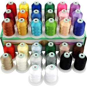 New brothread 32 Spools Polyester Embroidery Machine Thread Kit 1000M (1100Y) Each Spool - Colors Compatible with Janome and Robison-Anton Colors - Assortment 1