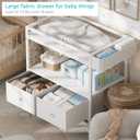 BOLUO Baby Changing Table with Storage, White Baby Dresser with Changing Table Top, Diaper Changing Station with 2 Fabric Drawers for Nursery Modern, Overall Dimension : 33.3"w X 17.7"d X 37.2" H