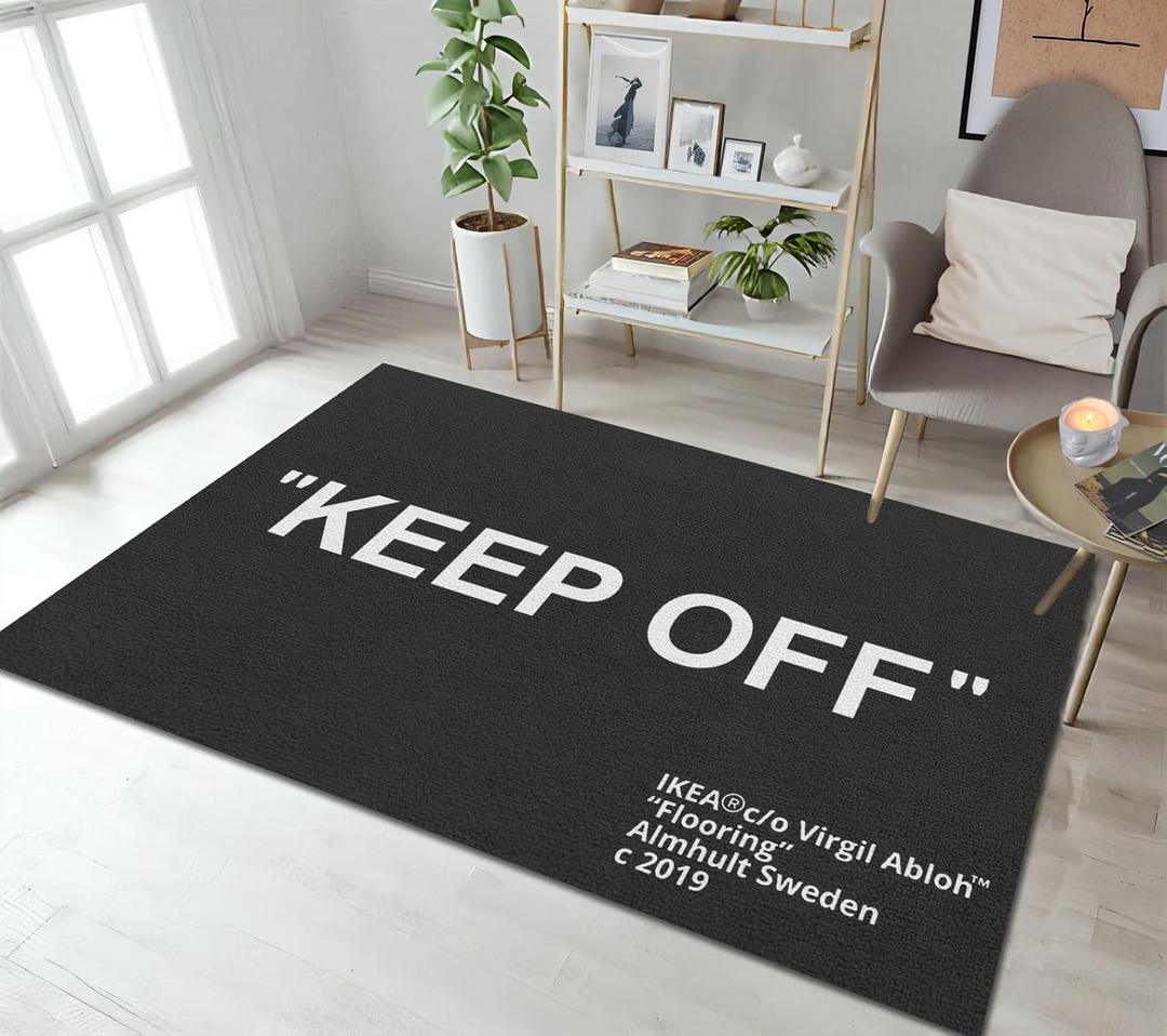 Keep Off Black Area Rug 3D Printed Pop Carpet Modern Non-Slip Floor Mat for Living Room Bedroom Wood Floor Playroom Home Decor Rugs 5' x 7' (Ko-4)