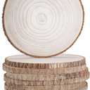 wohohoho 10 Pcs 9-10 Inch Large Natural Wood Slices for Centerpieces, Unfinished Wood Circles with Bark for DIY Craft, Wooden Rounds for Tables Cake Stand Tray Painting Wedding Christmas Decorations