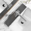 Stone Faucet Mat for Kitchen Sink - Quick Dry Diatomite Sink Splash Guard, Prevents Moisture Buildup & Water Stains, Water Absorbing Stone Tray for Bathroom Countertop (Dark Gray, 20" x 4")