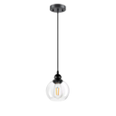 Modern Pendant Light Fixtures, Industrial Hanging Ceiling Lamp with Clear Glass Shade, Vintage Black Pendant Lighting for Kitchen Island Living Room Hallway Bedroom Dining Hall Office Bar Farmhouse
