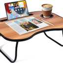 Lap Desk for Laptop Bed Trays for Eating and Laptops Breakfast in Bed Laptop Stand TV Trays for Bed with Cup Holder/Drawer for Sofa/Couch Portable Foldable (Black Walnut, M(1914"))