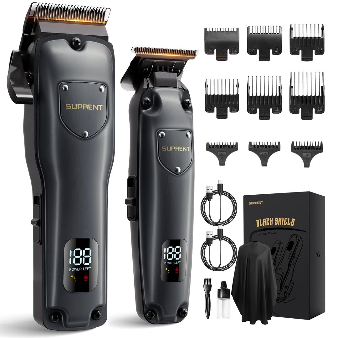 SUPRENT Hair Clippers for Men Professional, USB-C Rechargeable Cordless Clippers for Hair Cutting, Mens Hair Clippers and Trimmer Kit for Barber with LED Display for Barbers & Home Use