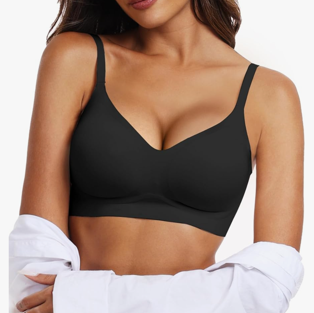 Womens Wireless Bras Comfortable Push Up Bra No Underwire Bra Full Support Lift Bralette Everyday Seamless Tshirt Bras M Black