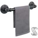 Jeasor Industrial Pipe Towel Rack Towel Bar, Heavy Duty Wall Mounted Rustic Farmhouse Bath Towel Holder for Bathroom (Black, 12 inch)