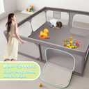Baby Playpen 79"x79" Extra Large Play Pen for Babies and Toddlers, Safety Baby Play Yard & Fence with Dual Zipper Doors, Dual Storage Mesh Pockets, and Fully Transparent Sides