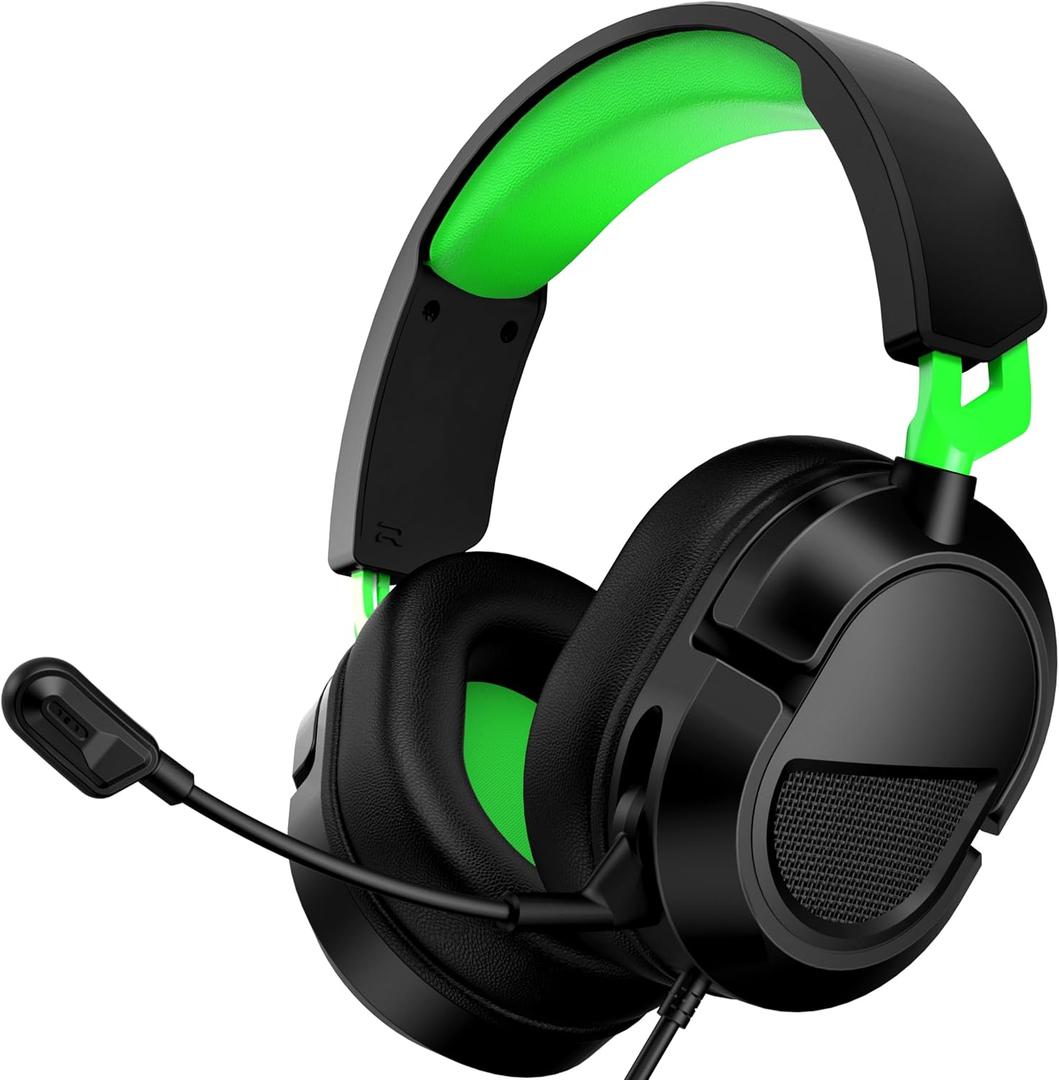 AOC Wired Gaming Headset for Xbox Series X|S & Xbox One, Noise Canceling Mic, 207g Ultra-Lightweight, 3.5mm Splitter, Gaming Headphones for PC, PS5, Switch