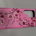 Compatible with Samsung Galaxy S24 Ultra Case Wallet Cute for Women with Design,Rugged Credit Card Holder Slot Protective Phone Skin Cases - Pink Cherry Sakura Blossom