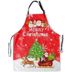Artist Painting Apron with 2 Pockets Painters Art Aprons Gifts for Women Men (Medium, Winter Snowflake Moose)