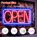16.5" X 9" Led Neon Open Signs for Business Ultra Bright Plug In Electric Light Up Open Signs with ON/OFF Switch and 12V/2A AC Adapter for Storefront Window Bar Salon Coffee Stores (Horizontal)