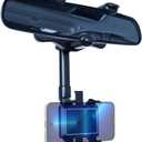 2024 New Upgraded Multifunctional Rear View Mirror Phone Holder - 360 Rotatable And Retractable, Universal Mount, Fit For All Phones and Cars, Blue (black)