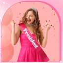 6 x President Satin Sash - Halloween Hot Pink for Women Adult - Beauty Pageant Birthday Decorations