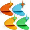 4 Pcs Mid Century Wall Decor Wooden Retro Celestial Star Shaped Burst Wall Art Mount Shelves for Aesthetic Hanging Storage Sign Decoration for Room Bedroom Party(Star-Shaped Burst)