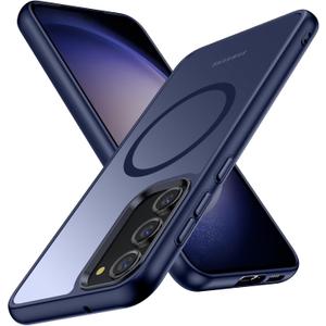 Magnetic for Galaxy S23 Case,[Compatible with Magnetic],[10 FT Military Grade Drop Protection] Slim Protective Translucent Matte,TPU+PC Luxury Protective Phone Case Blue 16-s23-02