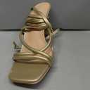Putu Strappy Heels for Women Tie up Stiletto Heels Square Open Toe Sandals for Wedding, Party, Prom, Gold, 8