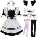 Japanese Anime Cosplay Maid Outfit Dress Japanese Maid Outfit Set Cute Halloween Makeup Cosplay Costume (Asia 3XL(US-XL), Black)