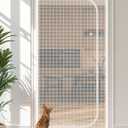 BFNN Cat Screen Door, Extra Tall Cat-Proof Mesh Gate, Fit Door Size 32'' x 80'', Anti-Cat Scratch Mesh with Zipper Closure, for Living Room, Kitchen, Bedroom (White)