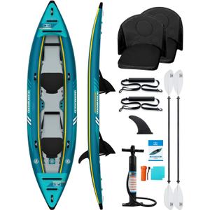 OCEANBROAD Inflatable Sit-in Kayak, 1 Person/2 Person Blow Up Kayak for Adults with Paddle, Kayak Seat, Pedal, Hand Pump and Bag, Blue/Sky Blue