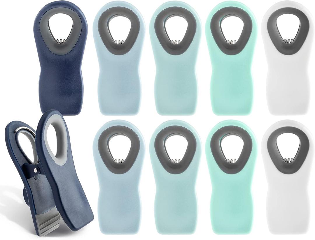 COOK WITH COLOR Bag Clips with Magnet- Food Clips, Chip Clips, Bag Clips for Food Storage with Airtight Seal Grip for Bread Bags, Snack Bags and Food Bags (Blue Ombre, Pack of 10)