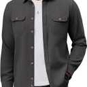 PJ PAUL JONES Mens Casual Shacket Cotton Twill Lightweight Jackets Button Down Shirt Jacket with Pockets (X-Large, Dark Grey)