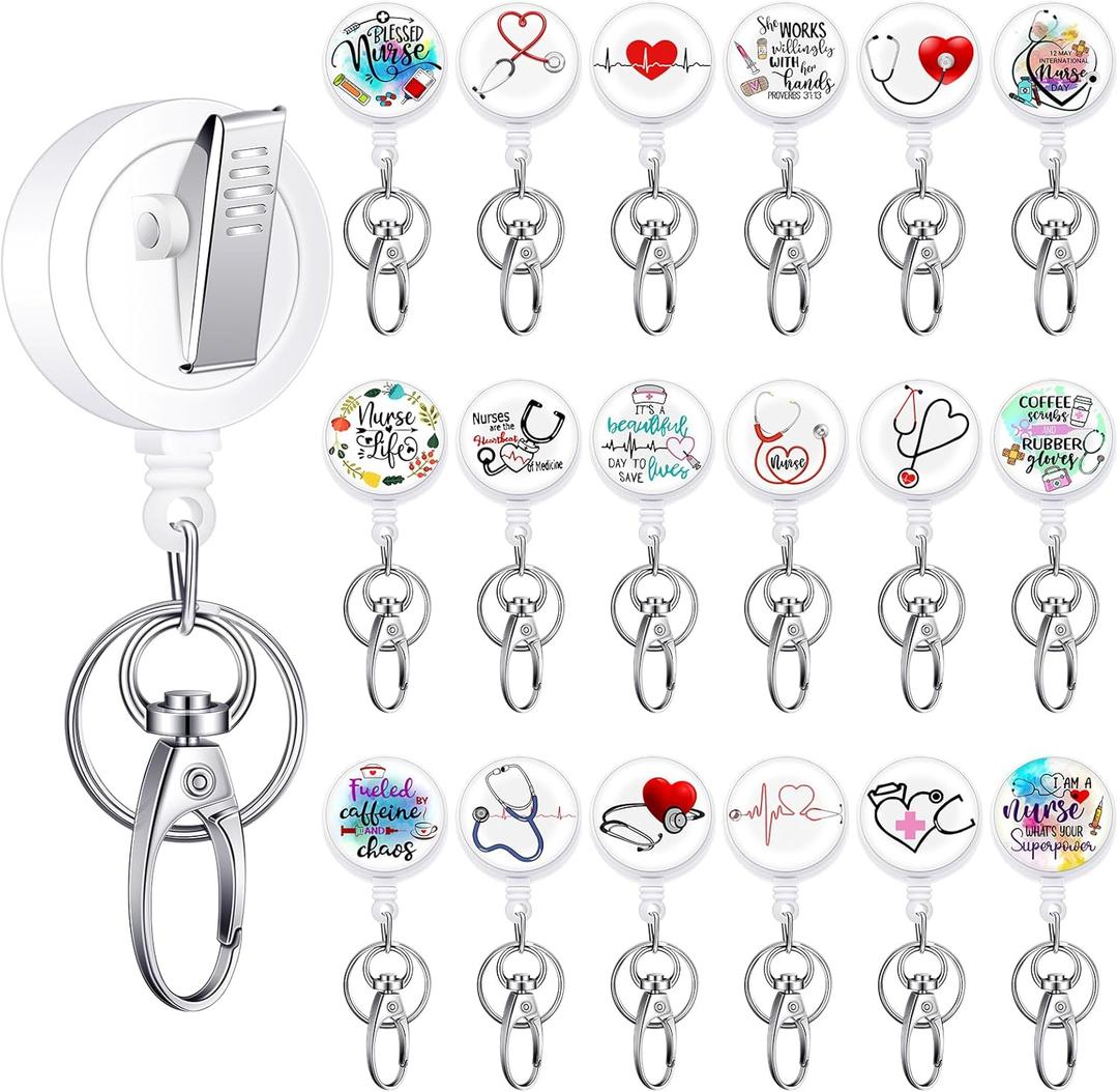 36 Pcs Retractable Badge Reel Clips Holder ID Badge Reel Alligator Clip Name Tag Reels for Nurse, Doctor, Teachers, Students