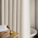 Beige Extra Long Linen Shower Curtain 84 Inch Long Neutral Bath Shower Curtain Set with Hooks XLong Tall Country Farmhouse Boho Drapes for Bathroom Bathtub Tan Beige 72x84 Drapes