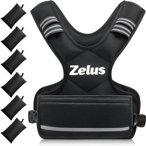 ZELUS Weighted Vest for Men and Women | 4-10lb/11-20lb/20-32lb Vest with 6 Ironsand Weights for Home Workouts | Adjustable Body Weight Vest Exercise Set for Cardio and Strength Training (Black)