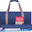 American Mahjong Game Set, 166 Premium White Tiles, 4 All-in-One Color Rack/Pushers, Complete Mahjong Set Blue Carrying Bag