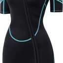 3mm Shorty Full Wetsuit Men Women - Neoprene Diving Suits Front Zip Full Body Dive Skin Rash Guard for Diving Snorkeling Surfing Swimming, Size L