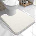 OLANLY Toilet Rugs U-Shaped 20x20, Extra Soft Absorbent Chenille Contour Bathroom Rugs for Toilet, Dry Quickly, Machine Washable, Non-Slip Bath Mat, Ivory