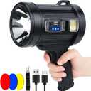 Rechargeable Spotlight Flashlight, 99,000 Lumens Spot Light Handheld Spot Lights, LED Spotlights with COB Light,Super Bright Hand Held Spotlight for Boat